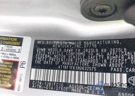 2017 Toyota Camry Le из США, поврежденный, VIN 4T1BF1FK1HU632575